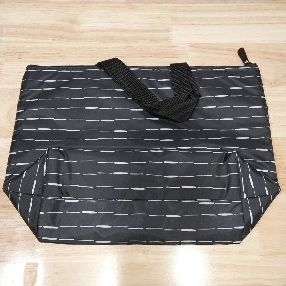 Thirty-One Thermal Tote Bag Insulated Dash Pattern Small Black